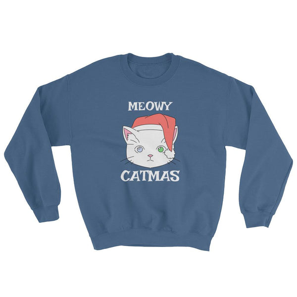 Cute Christmas Cat Sweatshirt Meowy Catmas-Faculty Loungers