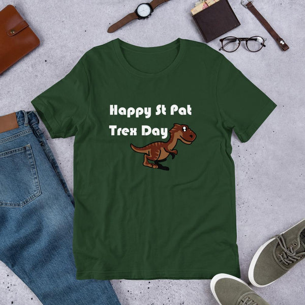 Cute Dinosaur St Patrick's Day Shirt - Happy St Pat Trex Day-Faculty Loungers