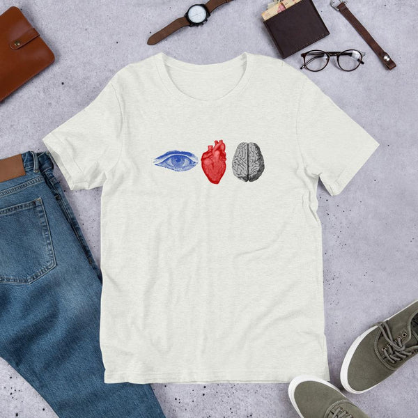 Eye Heart Brains T Shirt for Science Lovers and Brainiacs-Faculty Loungers