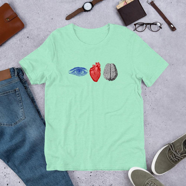 Eye Heart Brains T Shirt for Science Lovers and Brainiacs-Faculty Loungers