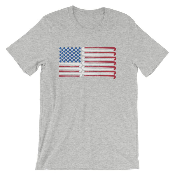 Field Hockey Coach Short-Sleeve Gift T-Shirt - American Flag Field Hockey Sticks-Faculty Loungers