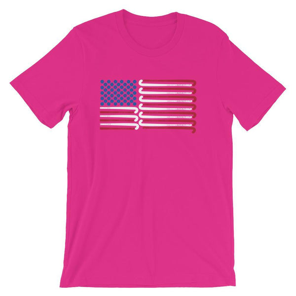 Field Hockey Coach Short-Sleeve Gift T-Shirt - American Flag Field Hockey Sticks-Faculty Loungers