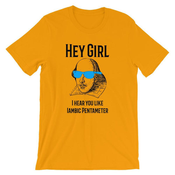 Funny English Literature Shakespeare T-Shirt, Hey Girl, I Hear You Like Iambic Pentameter-Faculty Loungers