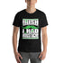 St Patricks Day shirt for men who cannot grow facial hair. It says Irish I Had a Moustache - Unisex black heather colored shirt