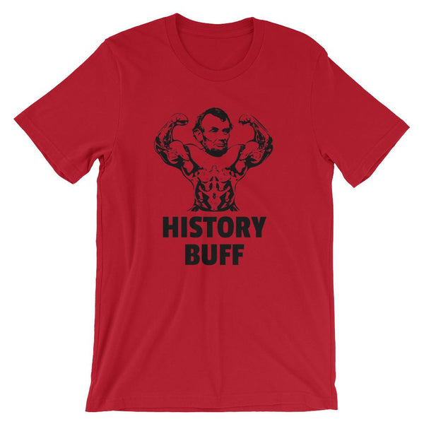 History Buff Tee Shirt, Abraham Lincoln with Muscles-Faculty Loungers