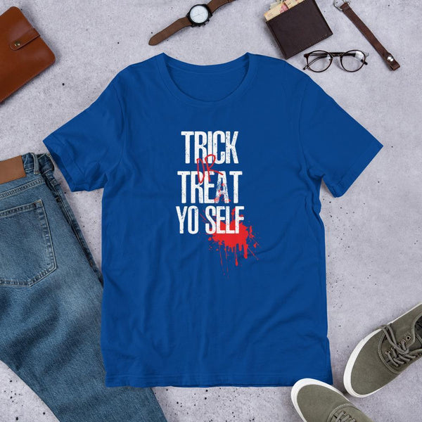 Trick or Treat Yo Self Halloween Fake Blood Tee-Tee Shirt-Faculty Loungers Gifts for Teachers