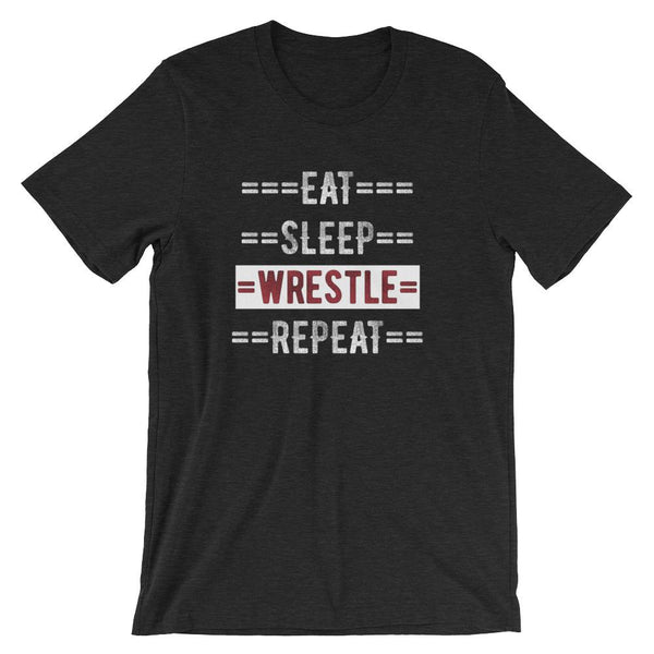 Wrestling Coach Short-Sleeve Gift T-Shirt - Eat Sleep Wrestle Repeat-Faculty Loungers