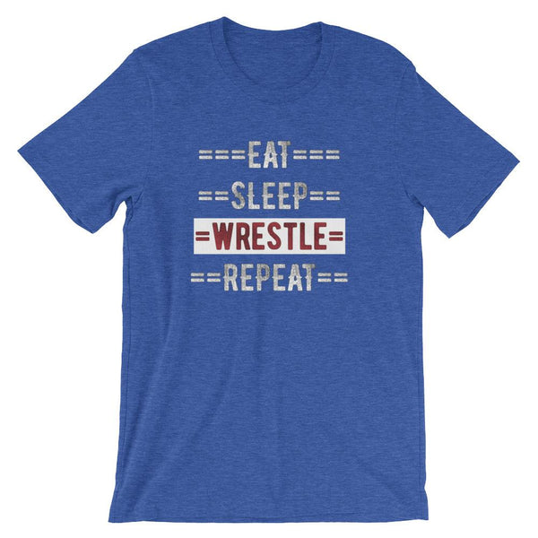 Wrestling Coach Short-Sleeve Gift T-Shirt - Eat Sleep Wrestle Repeat-Faculty Loungers