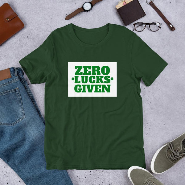 Zero Lucks Given St Patrick's Day Pun Shirt-Faculty Loungers